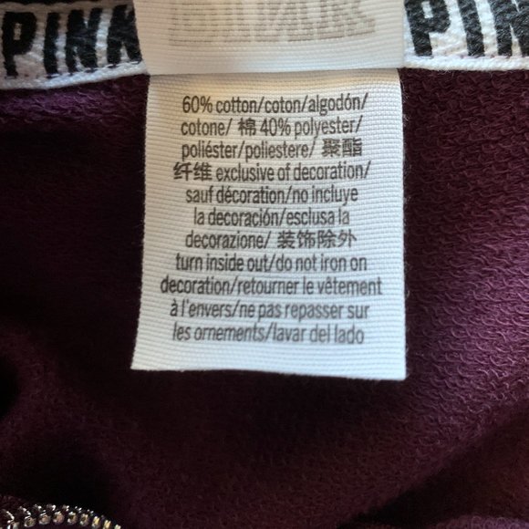 PINK Burgundy Pullover with Sherpa Collar M - Picture 5 of 5